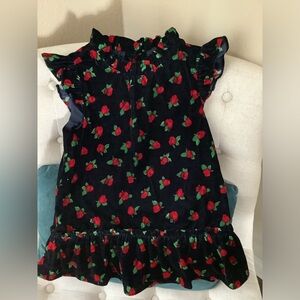 NWT Janie and Jack black/red velvet peplum top, girls size 12